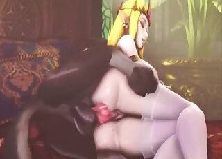 Attractive 3D blonde with a meaty ass gets fucked by a dog sideways