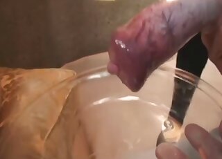 Dog cock is oozing cum for sperm-addicted Japanese chick