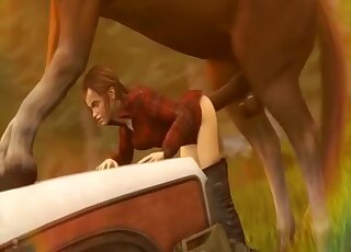 Ellie from The Last of Us is getting fucked by a horse that gapes her