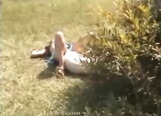 Dog sex in outdoor leads hot wife to supreme zoophilia orgasm