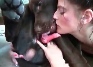 Naughty wife licks her dog and gives her soaking pussy to fuck