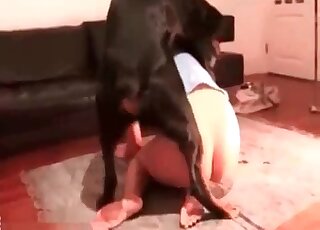 Chick with a juicy ass gets screwed by her dog in a missionary style