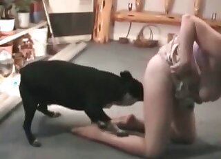 Busty mature gets the best relaxation when her dog eats her cunt