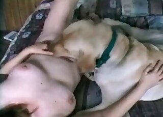 Chubby mature cowgirl takes a severe ride on her dog’s dong