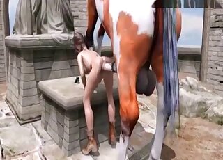 Outdoor horse fuck movie featuring Lara Croft and her wet twat