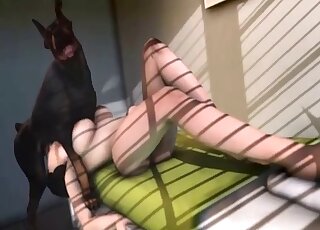 Elizabeth from Bioshock gets fucked by a Doberman with a big dick